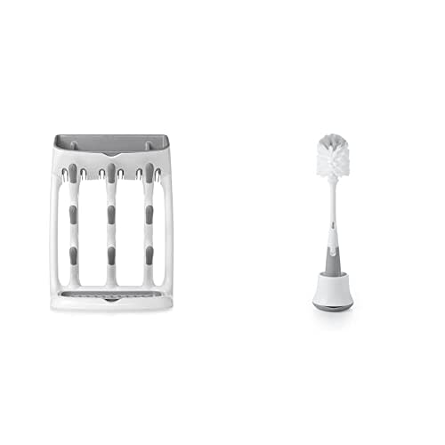 OXO Tot Bottle Brush, Drying Rack Combo Set for Baby Bottles