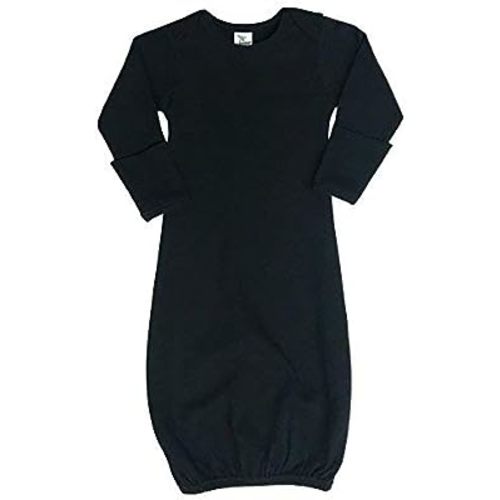 Baby Infant Blank Long Sleeve Sleeper Gown With Mitten Cuffs - Black (0-3 Months -3850)