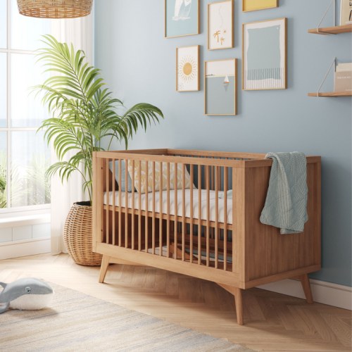 Retro Convertible Crib in Hazelnut Mid-Century Design
