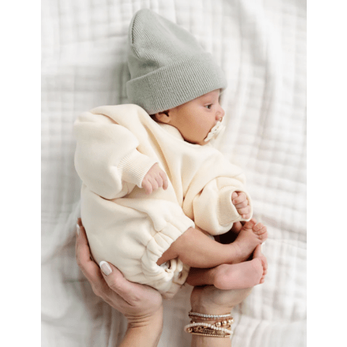 Sweatshirt Romper - Cream