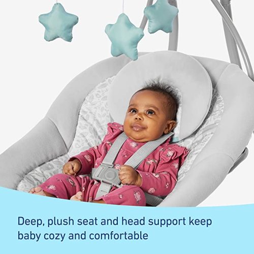 Graco Simple Sway Baby Swing, Portable Baby Swing with Music and Sounds, Small Frame Compact Baby Swing with 6 Speeds and Plush Toys, Ivy