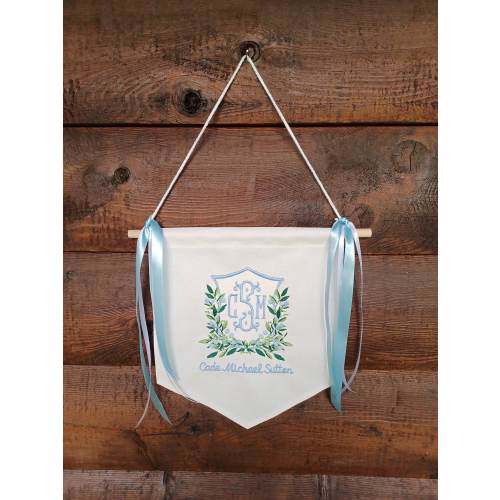 Monogrammed New Baby Banner, Hospital Door Hanger, Welcome Baby Banner, Personalized Baby Door Hanger, Embroidered Hospital Door Hanger