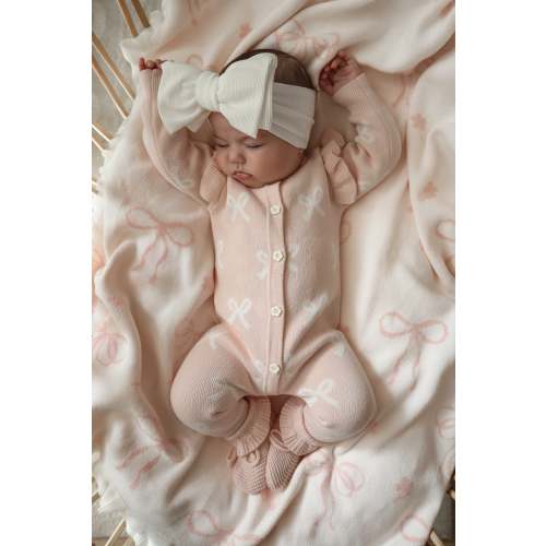 LONG FLUTTER BOW ROMPER | BABY PINK
