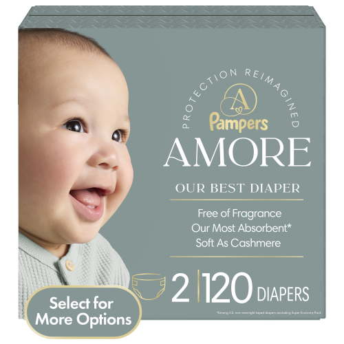 Pampers Amore Baby Diapers Size 2, 120 Count (Select for More Options)