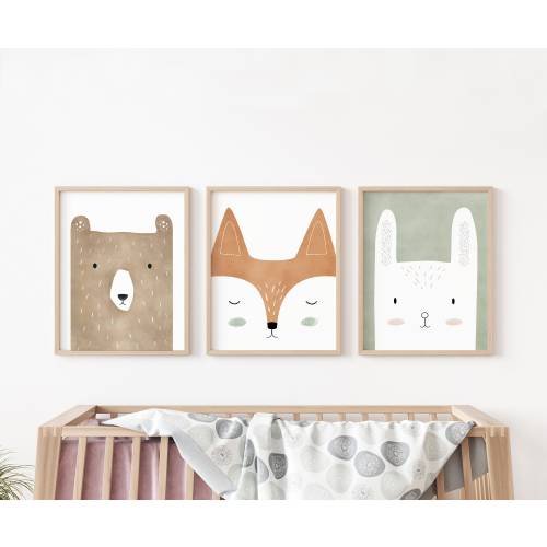 woodland art prints, woodland nursery decor, woodland animals print, woodland art for kids room, woodland nursery art, nursery prints