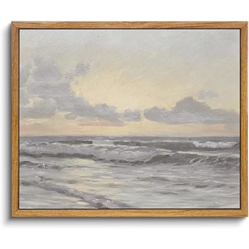 InSimSea Framed Wall Art for Living Room Vintage Wall Art Home Decor Coastal Wall Art Paintings Vast Sea under Cloudy Sky Canvas Art Wall Decor Rustic Art for Bathroom Farmhouse Decor Pictures 9x11in