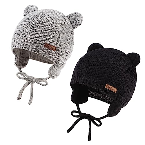JANGANNSA Cute Knitted Boys Girls Christmas Beanie Warm Earflap Winter Hat Infant Toddler Baby Beanie 0-2Y