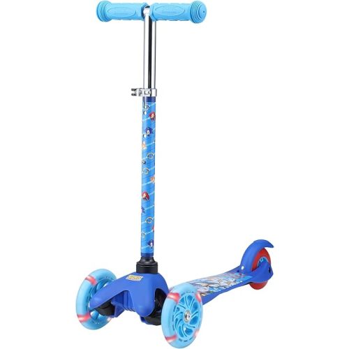 Self Balancing Kick Scooter with Light Up Wheels, Extra Wide Deck, 3 Wheel Platform, Foot Activated Brake, 75 lbs Limit, Kids & Toddlers Girls or Boys, for Ages 3 and Up