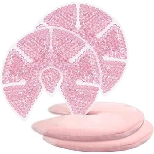 Hot/Cold Breast Gel Bead Ice Packs Breast Cooling/Heat Pads Relief for Breastfeeding, Nursing Pain, Mastitis, Engorgement, Swelling, Plugged Ducts | Boost Milk Let-Down & Production,2 Pack (Pink)