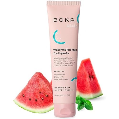 Boka Fluoride Free Toothpaste Nano Hydroxyapatite, Helps Remineralize, Appropriate for Sensitive Teeth, Whitening - for Adult, Kids Oral Care - Watermelon Mint Flavor, 4oz 1Pk - US Manufactured