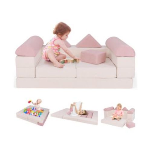 9-Piece Foam Climb and Crawl Playset with Soft Suede Cover for Toddlers