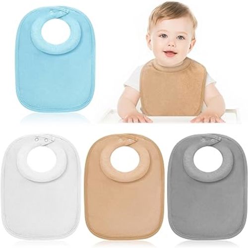 4 Pcs Baby Bibs Feeding Bib for Drooling and Teething Comfi Neck Baby Bib with Padded Collar Absorbent Bibs