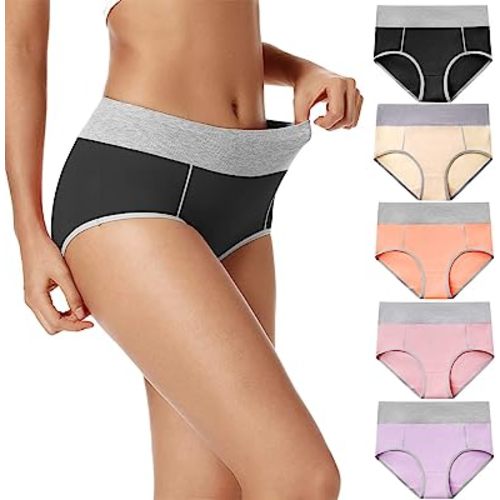 POKARLA Womens Cotton Underwear High Waist Full Coverage Briefs Soft Breathable Postpartum Panties Stretch Underpants