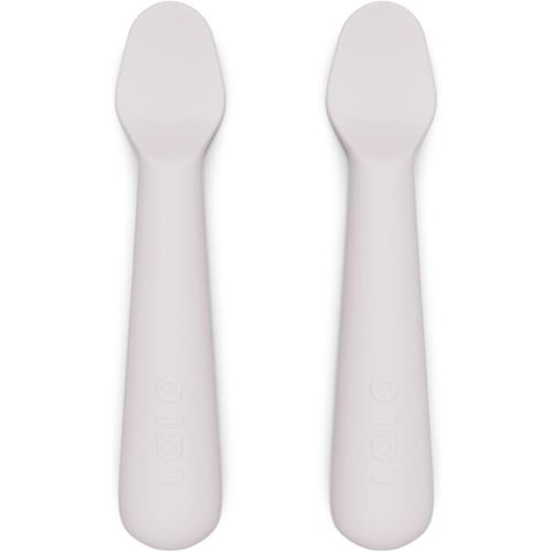 Lalo 2-Piece Baby Spoons Set - Lavender Silicone, Dishwasher Safe, Ages 4 Months+