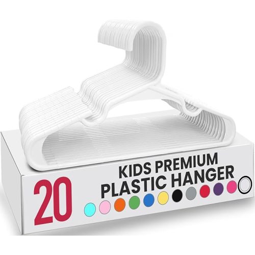 Utopia Home 20 Pack Kids Hangers - 11.5 Inch Plastic Baby Hangers for Closet - Childrens Hanger for Clothes & Infant Hanger for Closet - for Everyday Standard Use (White)