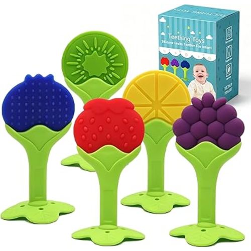 Teething Toys for Babies (5 Pack), Baby Essentials, BPA-Free Silicone