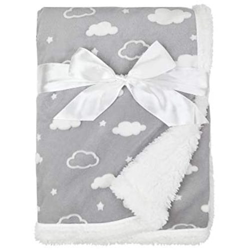 American Baby Company Heavenly Soft Chenille Sherpa Receiving Blanket, 3D Gray, 30" x 35", for Boys and Girls