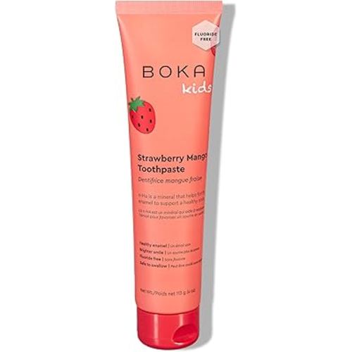 Boka Fluoride Free Toothpaste Nano Hydroxyapatite, Helps Remineralize, Appropriate for Sensitive Teeth, Whitening - for Adult, Kids Oral Care - Strawberry Mango Flavor, 4oz 1Pk - US Manufactured