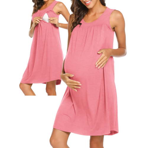 Avidlove Maternity Nursing Nightgown Dress Pleated Hospital Gowns for Women Sleeveless Tank Labor Delivery Breastfeeding Dresses