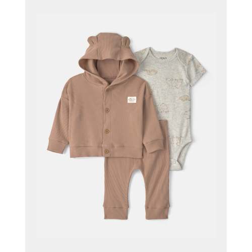 Baby 3-Piece Bear Layering Set - Grey/Brown