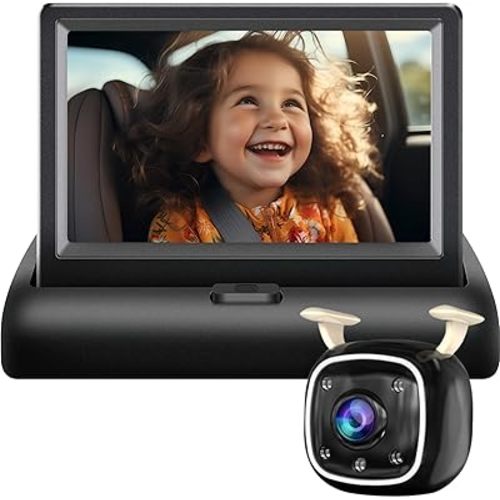 Baby Car Camera with 4.3'' Monitor, USB Powered Rear Facing Seat Camera, HD 1080P Night Vision, 150° Wide Angle, Easy Installation, Safe & Portable Baby Monitor