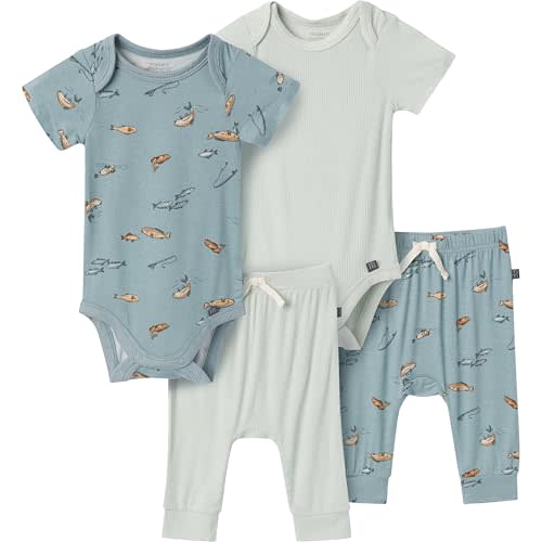 Modern Moments by Gerber Unisex Baby 4-pack Short-sleeve Bodysuit & Pant Set