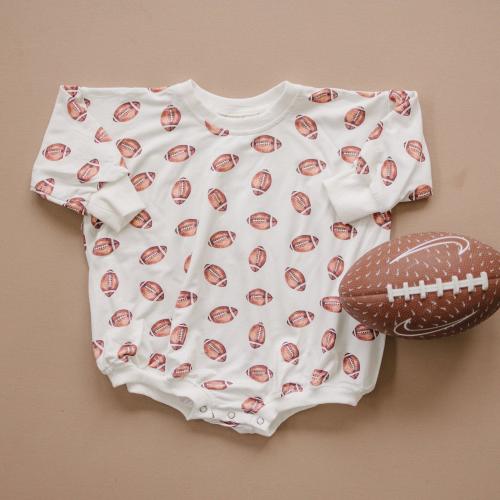 Football Print Bamboo Bubble Romper