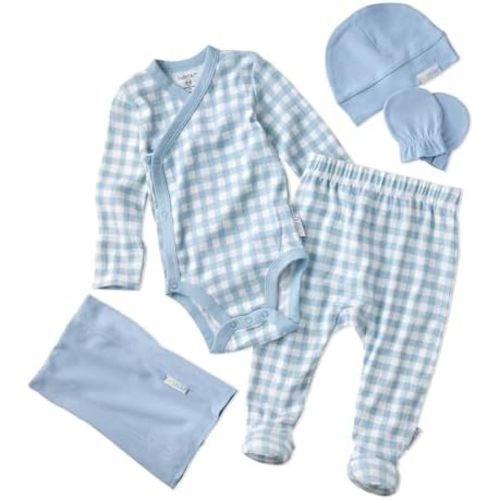 Butterblu Check Me Out 6-Piece Baby Gift Set Organic Cotton Layette Clothing in Box for Boys & Girls