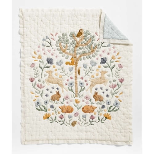 Wonderland Prairie Embroidered Baby Crib Quilt