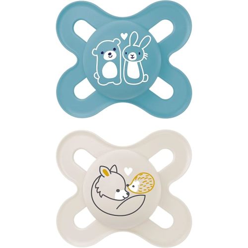 MAM Original Start Newborn Baby Pacifier, Best Pacifier for Breastfed Babies, Sterilizer Case, 0-3 Months, Boy, 2 Count (Pack of 1)