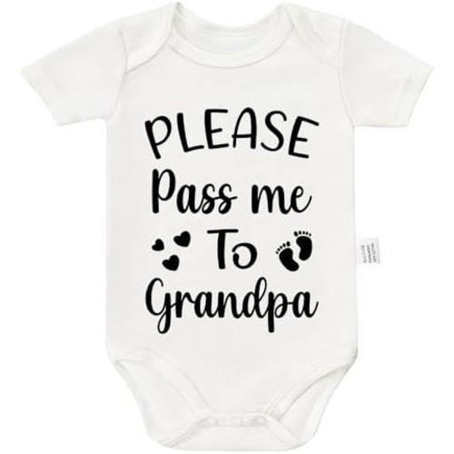 Please Pass Me to Grandpa Bodysuits, First Time Grandpa Gifts Baby Items Cute Baby Newborn Cotton Bodysuit 0-24 Months