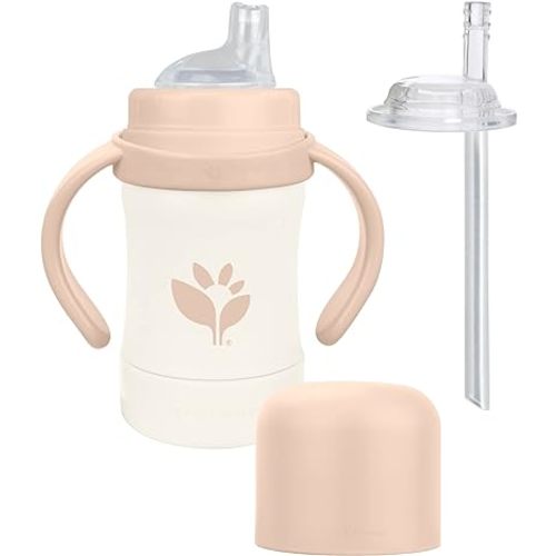 Green Sprouts® Sprout Ware® Sip & Straw 6oz., 6mo+, Plant-plastic, Platinum-cured Silicone, Dishwasher Safe, Grows with Baby, Tested for Hormones