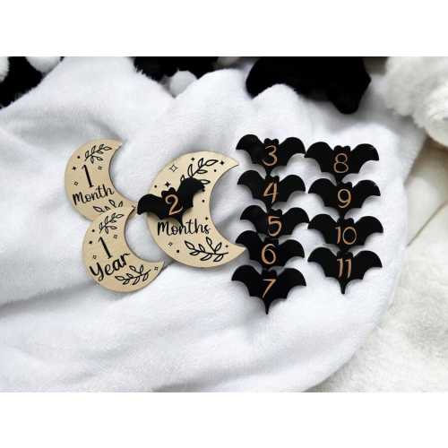 Celestial Baby Milestone Marker Photo Prop, Witchy Baby Bat, Gothic Baby Shower Gift, Bat Nursery Decor