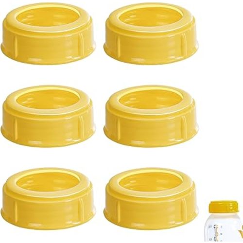 6PCS Replacement Collar Rings for Medela Bottles 5oz & 8oz,Bottle Caps Compatible with Plastic & Glass Bottles | Mess Free No Leak or Spill, BPA Free（No Bottle）