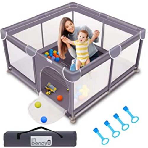Baby Playpen for Babies and Toddlers, 50 x 50 inch Baby Play Yards, Kids Play Pen for Indoor & Outdoor, Large Baby Playpen, Toddler Play Yard with Carrying Bag, Anti-Slip Base, Li'l Pengyu