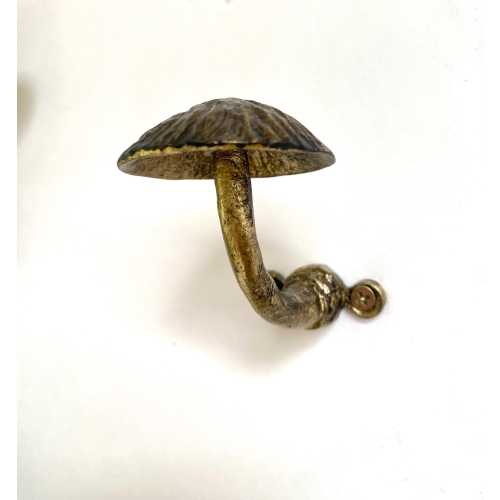 Whimsical Single Gold Small Metal Fungi Mushroom Wall Hook