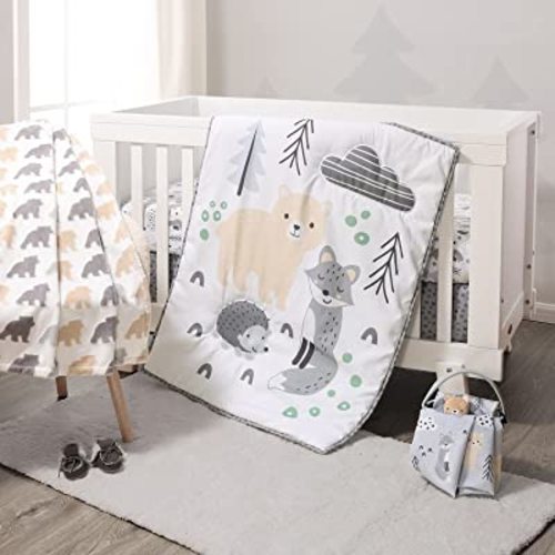 The Peanutshell Crib Bedding Set, Microfibre, Black, Grey, Light Brown