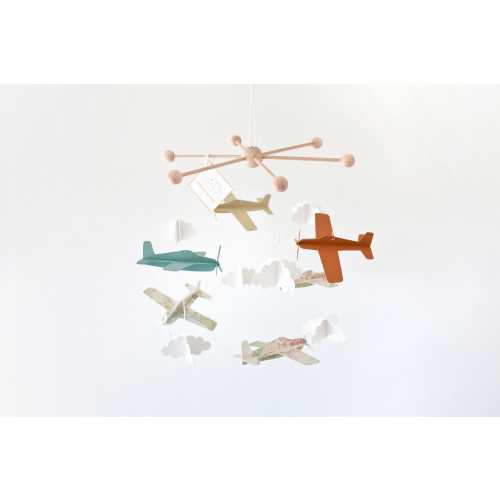Vintage Airplane Mobile. Planes Baby Mobile. Pilot Baby Crib Hanger. Gender-Neutral Mobile. Little Traveler Baby Gift. Nursery Decor Mobile