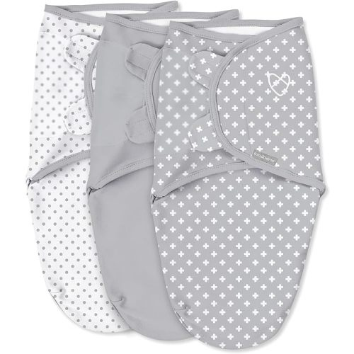 SwaddleMe by Ingenuity Original Swaddle, 100% Cotton, Improves Sleep & Calms Startle Reflex, 0-3 Months, 1.0 TOG, 3-Pack, Baby Swaddle Blanket - Criss Cross