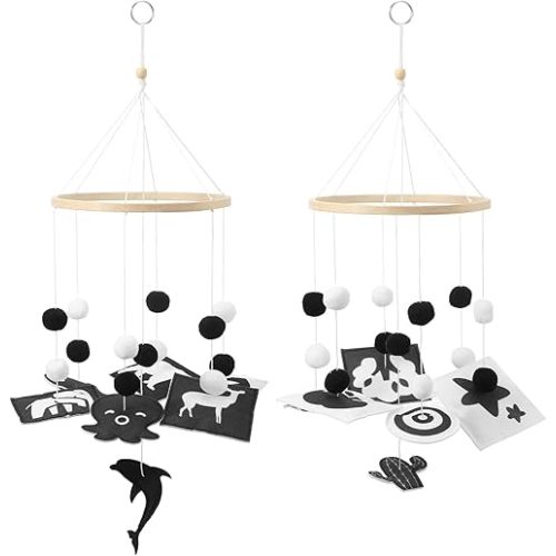 HyDren Baby Mobile for Crib Black and White Crib Mobile Nursery Crib Mobile Handmade Mobiles Decor for Baby Shower Gifts Ceiling Hanging Decorations 2 Styles