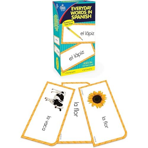 Carson Dellosa 104 Everyday Sight Words in Spanish Flash Cards for Kids, Vocabulary Flashcards for Toddlers Ages 5 and Up, Educational Games for Bilingual and ESL Learners