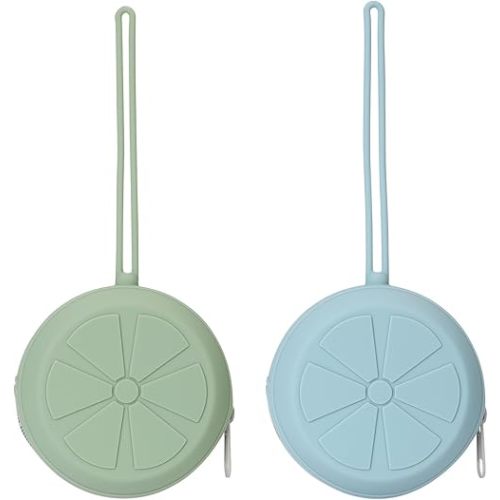 Silicone Pacifier Holder Case, Silicone Pacifier Storage Case for Newborn, BPA-Free Portable Travel Pacifier Pouch for Boys & Girls(Sage, Ether)