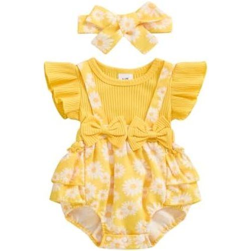 Baby Girl Clothes 3 6 9 12 18 Months Newborn Ruffle Butt Onesie Romper Daisy Overalls Jumpsuit Summer Outfit