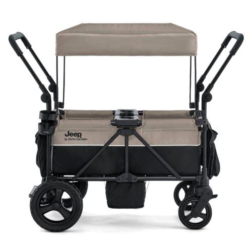 Jeep Wrangler Mojave All-Terrain 2- Seater + Stroller Wagon with Built-In Standing Board by Delta Children - Tan/Black