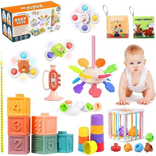 Montessori Toys for Babies 6-12 Months, 8 in 1 Soft Sensory Toddler Bath Toys for Babies, Montessori for 1 Year Old
