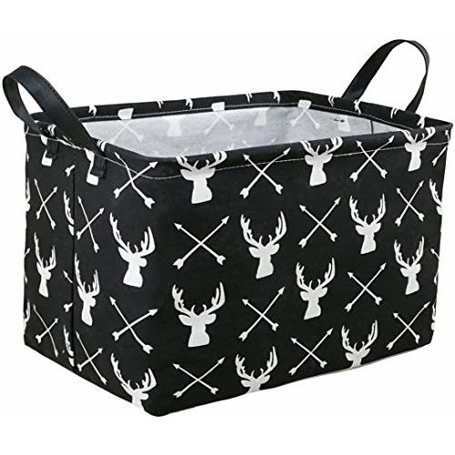 KUNRO Rectangle Toy Bin Waterproof storage organizer for Nursery Hamper Home decor Closet Kids Bedroom Laundry Baby Gift Shelf Baskets(Deer)