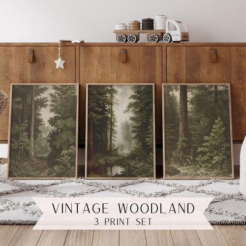 Vintage Woodland Wall Art Set | Woodland Nursery | Vintage Nursery | Outdoor Nursery | Woods | Hunting | Vintage Nursery Prints | Vintage