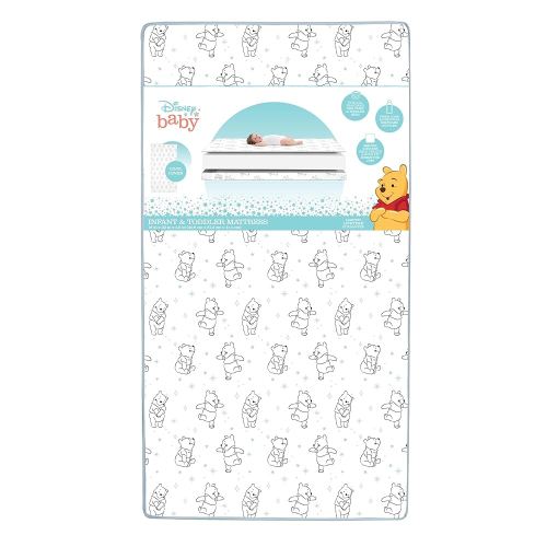 Delta Children - Disney Winnie the Pooh Crib & Toddler Mattress - Dual-Sided - Waterproof - GREENGUARD Gold Certified - Non-Toxic - Lightweight - Made in USA - Sustainable Fiber Core - 52"L x 27.5"W