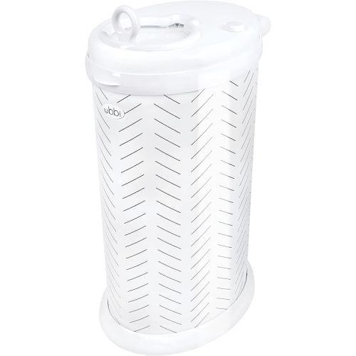 Ubbi Stainless Steel Diaper Pail, Odor Locking, No Special Bag Required, Award-Winning, Registry Must-Have, Herringbone