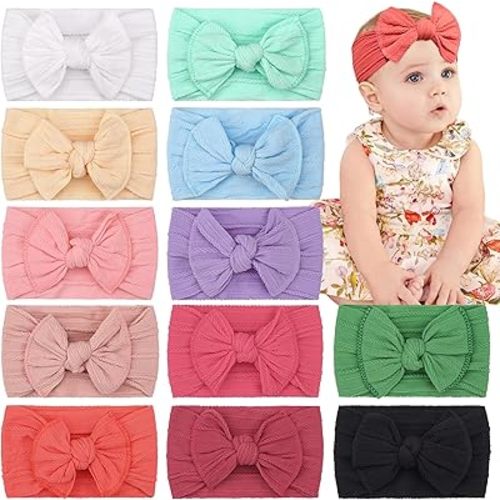 CÉLLOT Super Stretchy Soft Knot Headbands with Hair Bows Head Wrap Hair Accessories For Newborn Baby Girls Infant Toddlers Kids